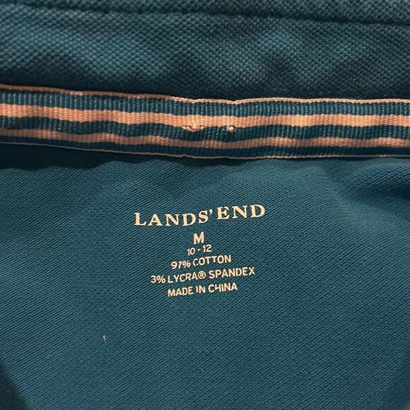 Lands end women’s bright teal cotton stretch short sleeve polo - Picture 3 of 5